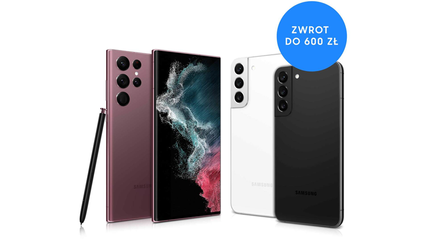 Kup smartfon z serii Galaxy S22 i otrzymaj nawet 600 zł zwrotu na konto.